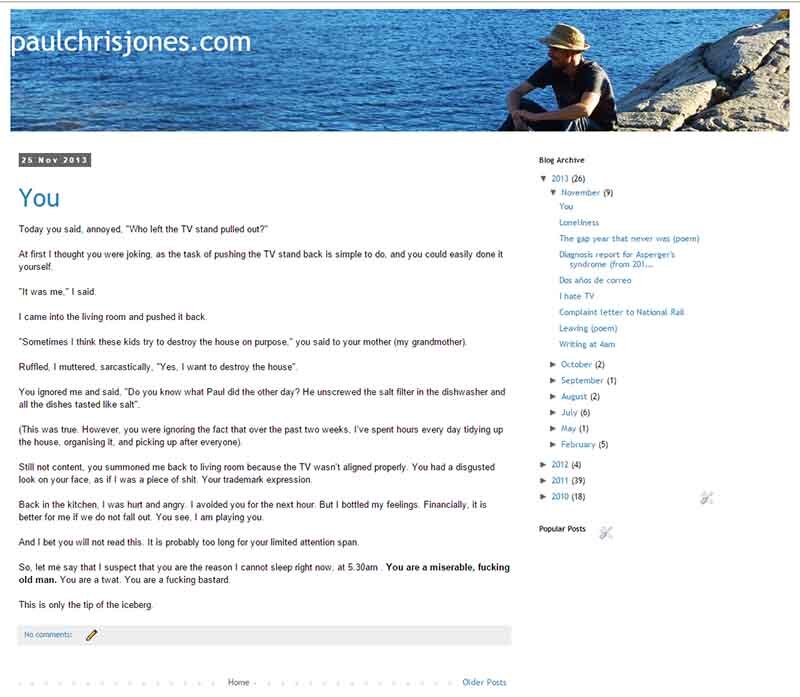What this site looked like in Nov 2013.