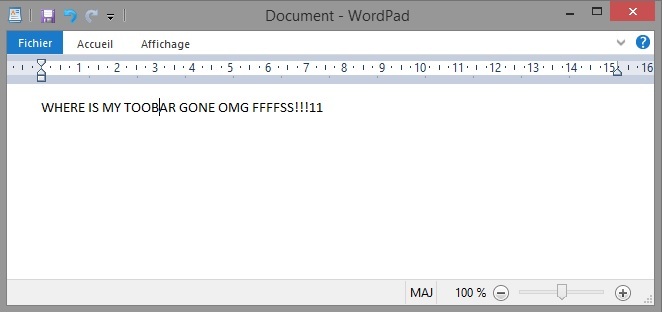 wordpad without toolbar