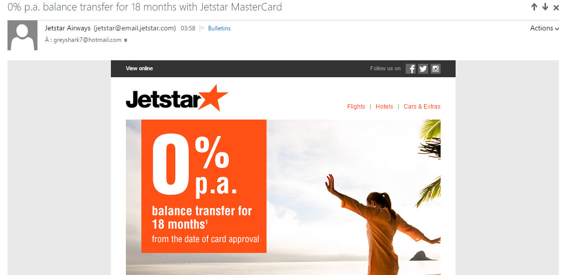 jetstar junk email