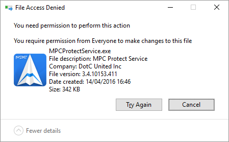 you need permission from Everyone to delete this file (2)