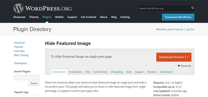 hide featured image plugin